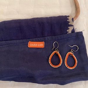 Chan Liu silver orange teardrop earrings